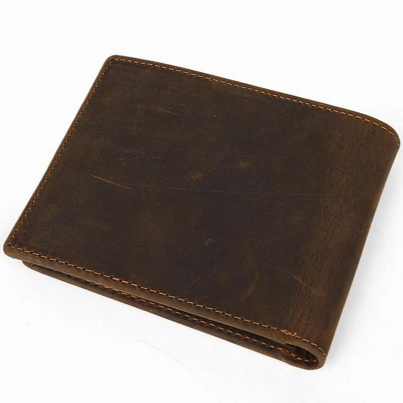 Bifold Brown Leather Mens Wallet Small Wallet billfold Wallet Driver's License Wallet for Men