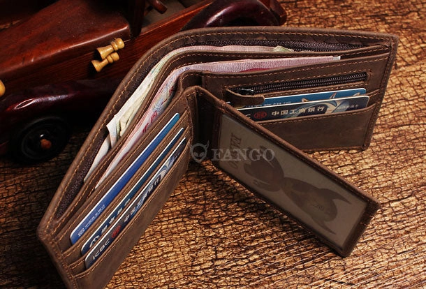Billfold Wallet With Detachable Card Holder Braided Leather Pattern Billfold Wallet for Men