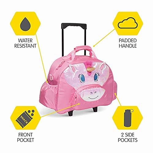 Bixbee Kids Rolling Suitcase and Backpack Set, Shark Luggage for Girls & Boys with Wheels, Telescoping Handle, Adjustable Straps and Pockets - Carry On Bag & Backpack for Airport & Travel Set of 2