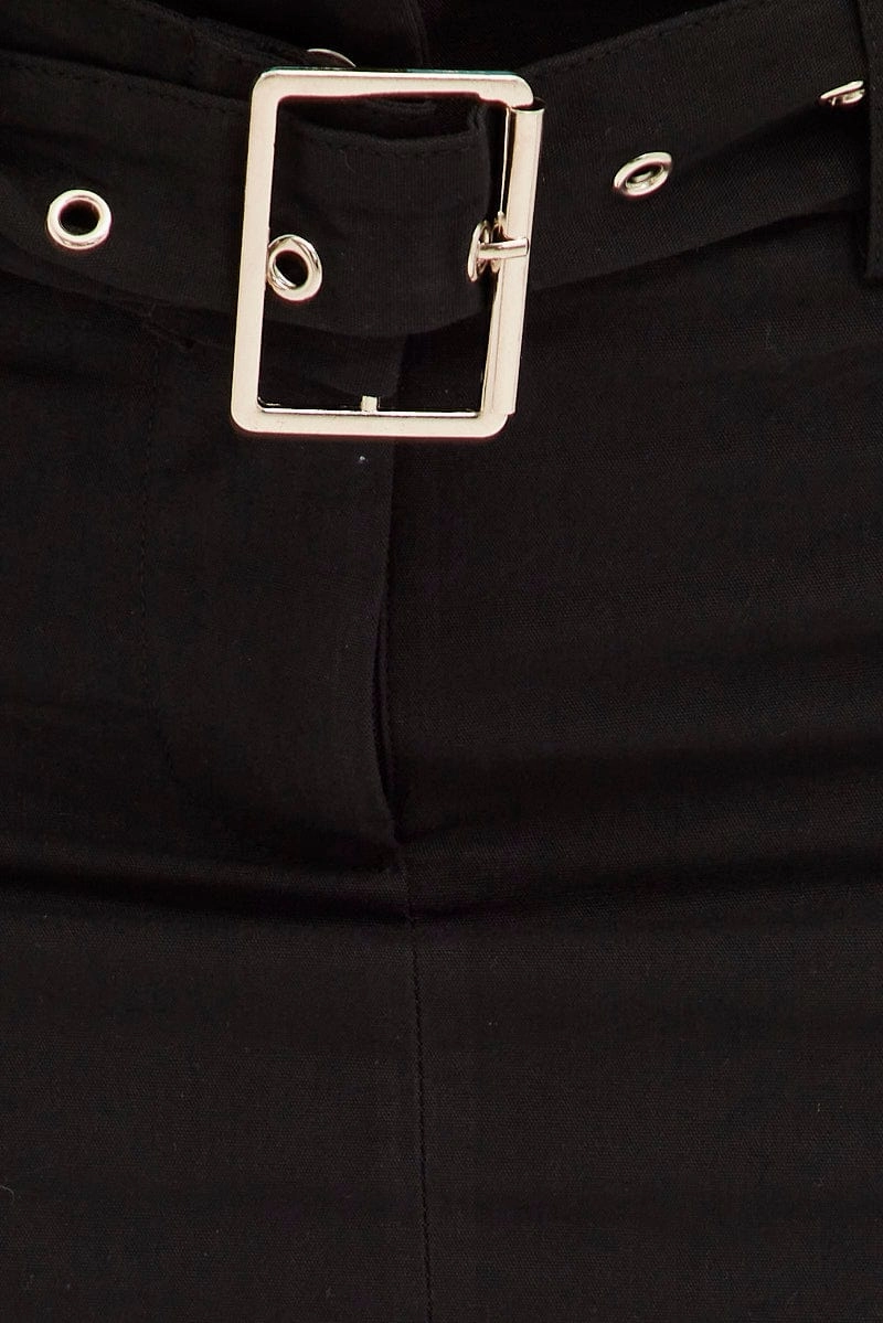 Black Cargo Skirt Mini Mid Rise