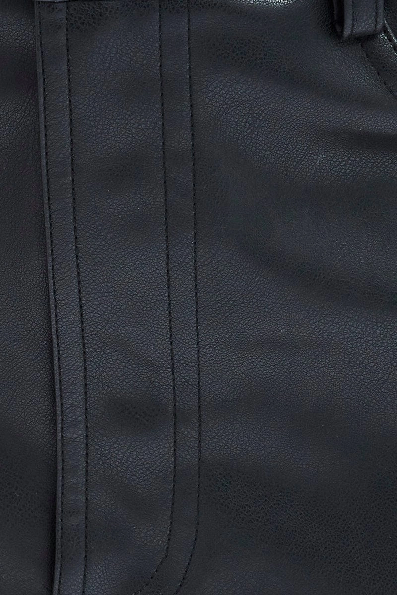Black Maxi Skirt Slit PU