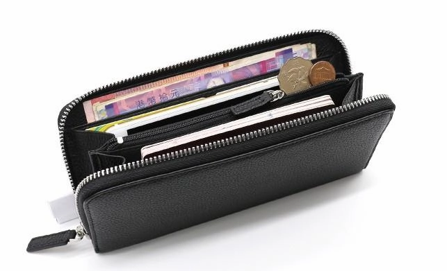 Black Mens Leather Zipper Long Wallet Phone Long Bifold Wallet for Men