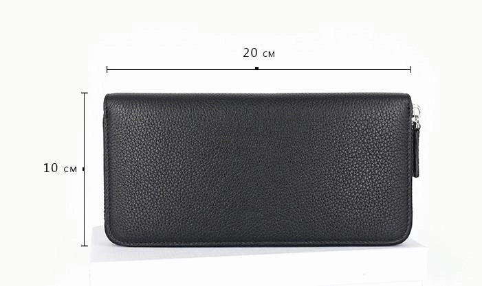 Black Mens Leather Zipper Long Wallet Phone Long Bifold Wallet for Men