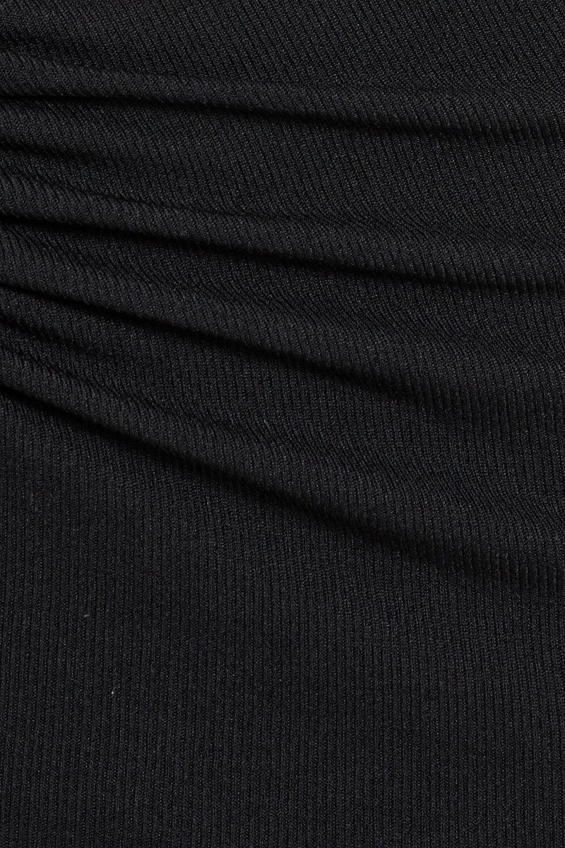 Black Mini Skirt High Rise Front Ruched
