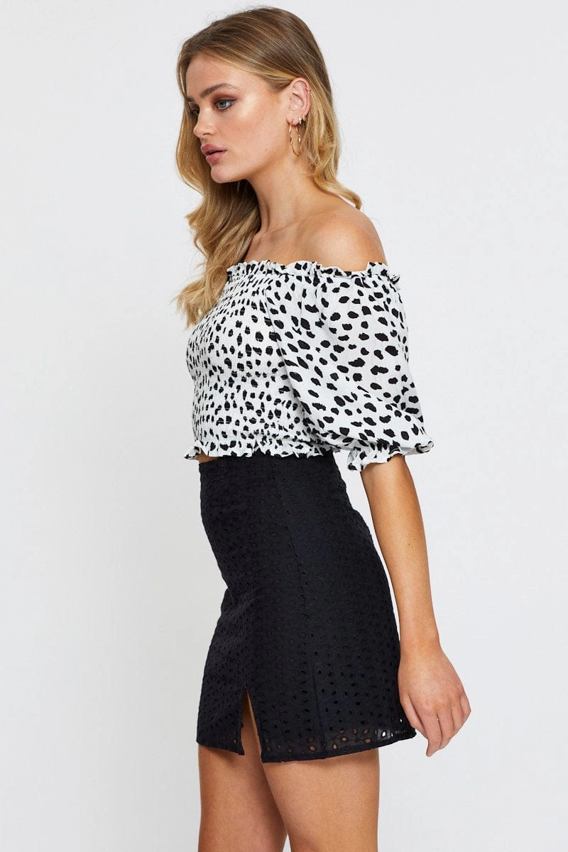 Black Mini Skirt High Rise