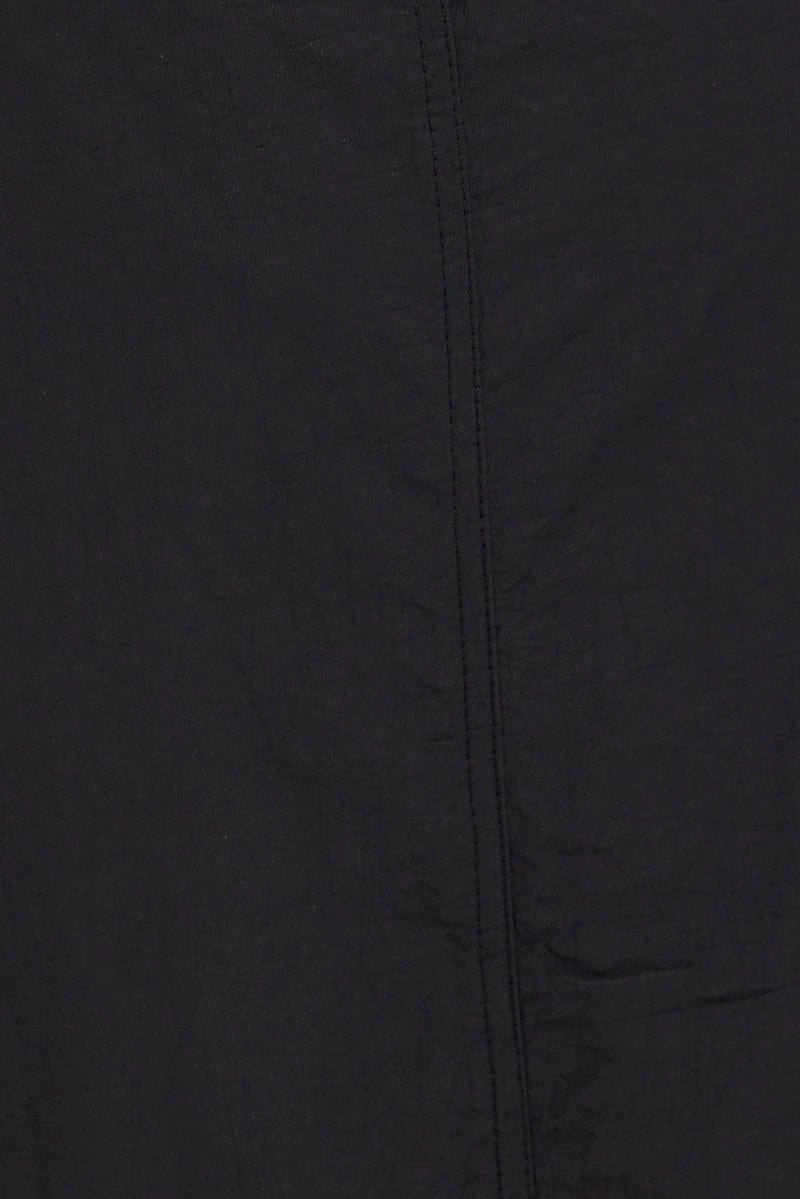 Black Parachute Skirt Cargo Mid Rise