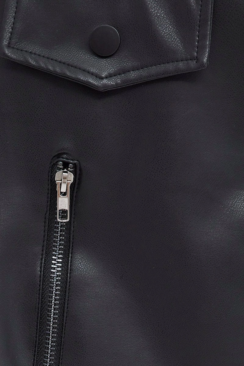 Black PU Skirt Mini High Rise Pencil Biker Faux Leather
