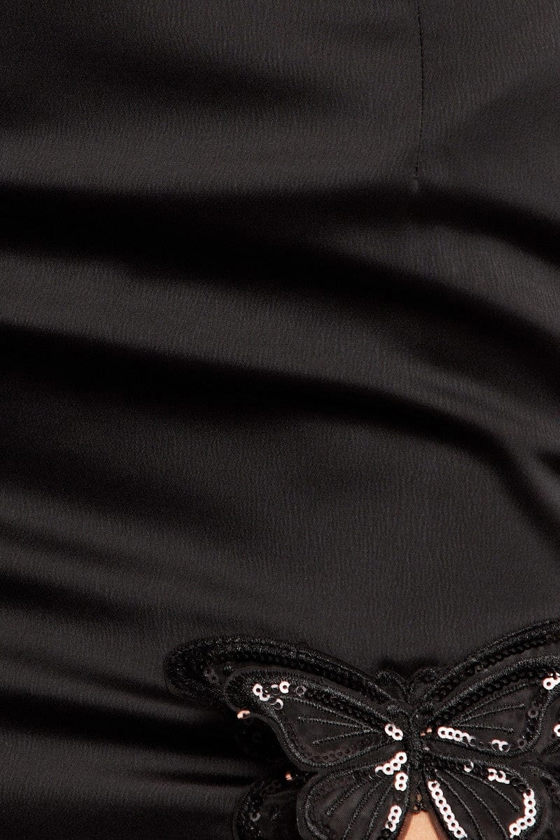 Black Satin Butterfly Skirt