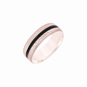 Black Stripe and Wheat Motif 7mm Band