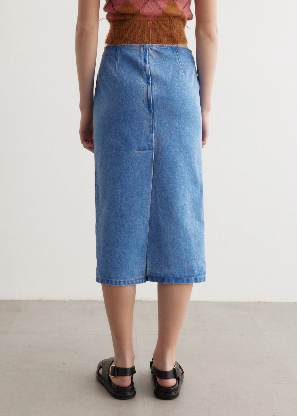 Bleached Coated Denim Skirt