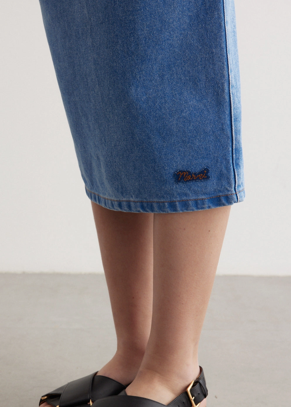 Bleached Coated Denim Skirt