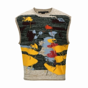 Blotch Intarsia Crewneck Vest 'Beige Multi'
