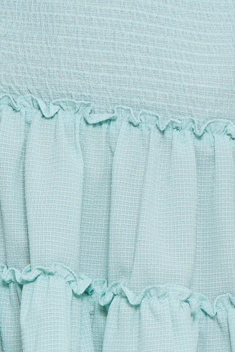 Blue Flare Skirt Mini High Rise