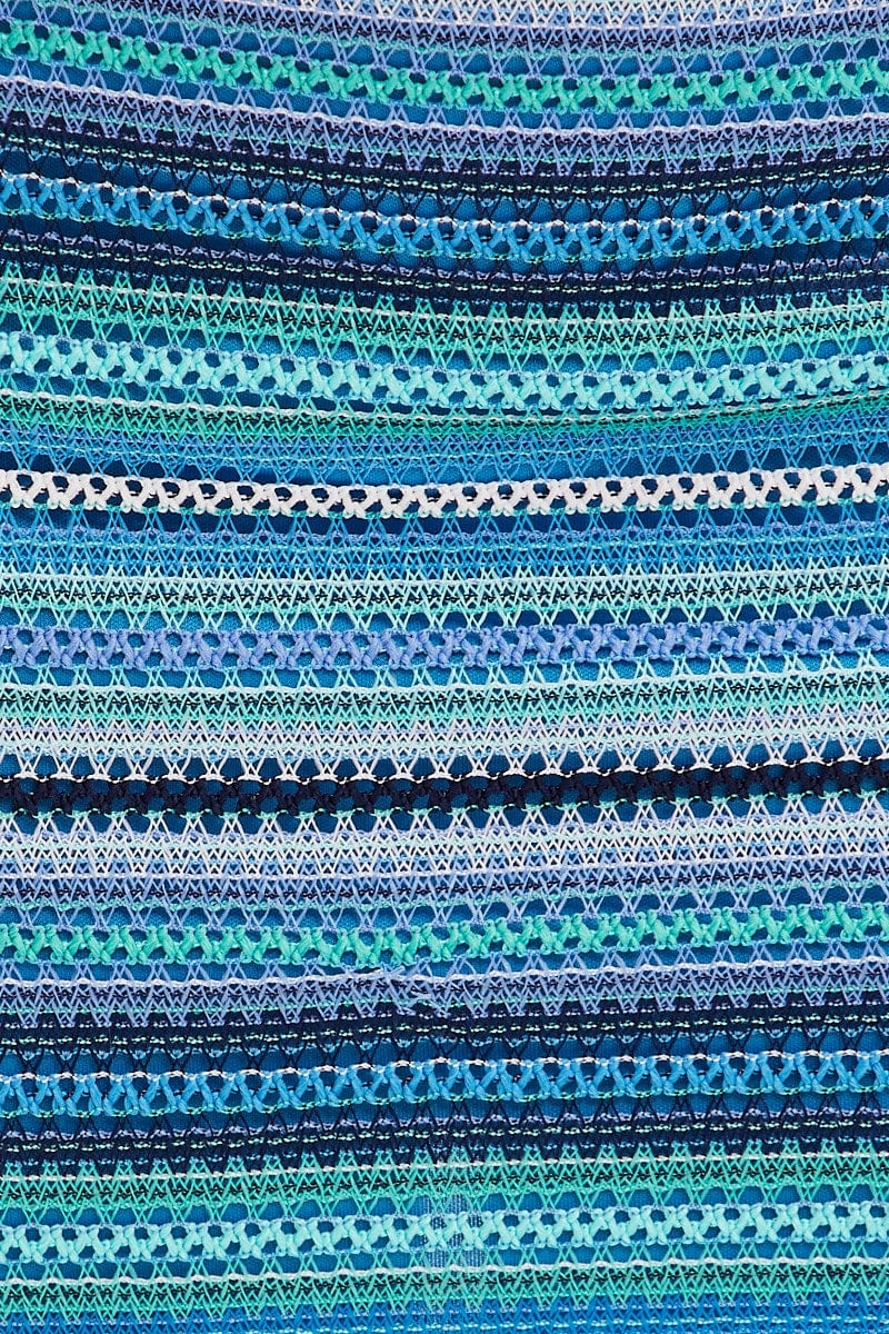 Blue Stripe Mini Skirt Bodycon Mid Rise