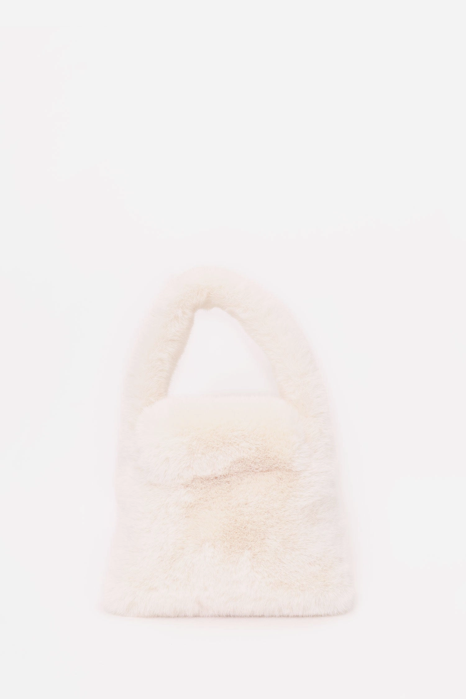 Blumarine White Faux Fur Crystal Logo Bag