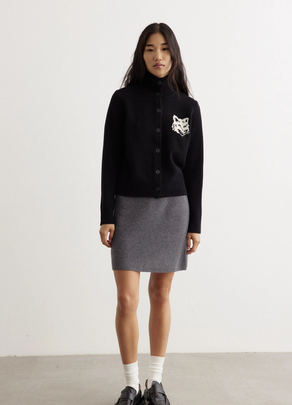 Bold Fox Head Patch Short Ribbed Skirt