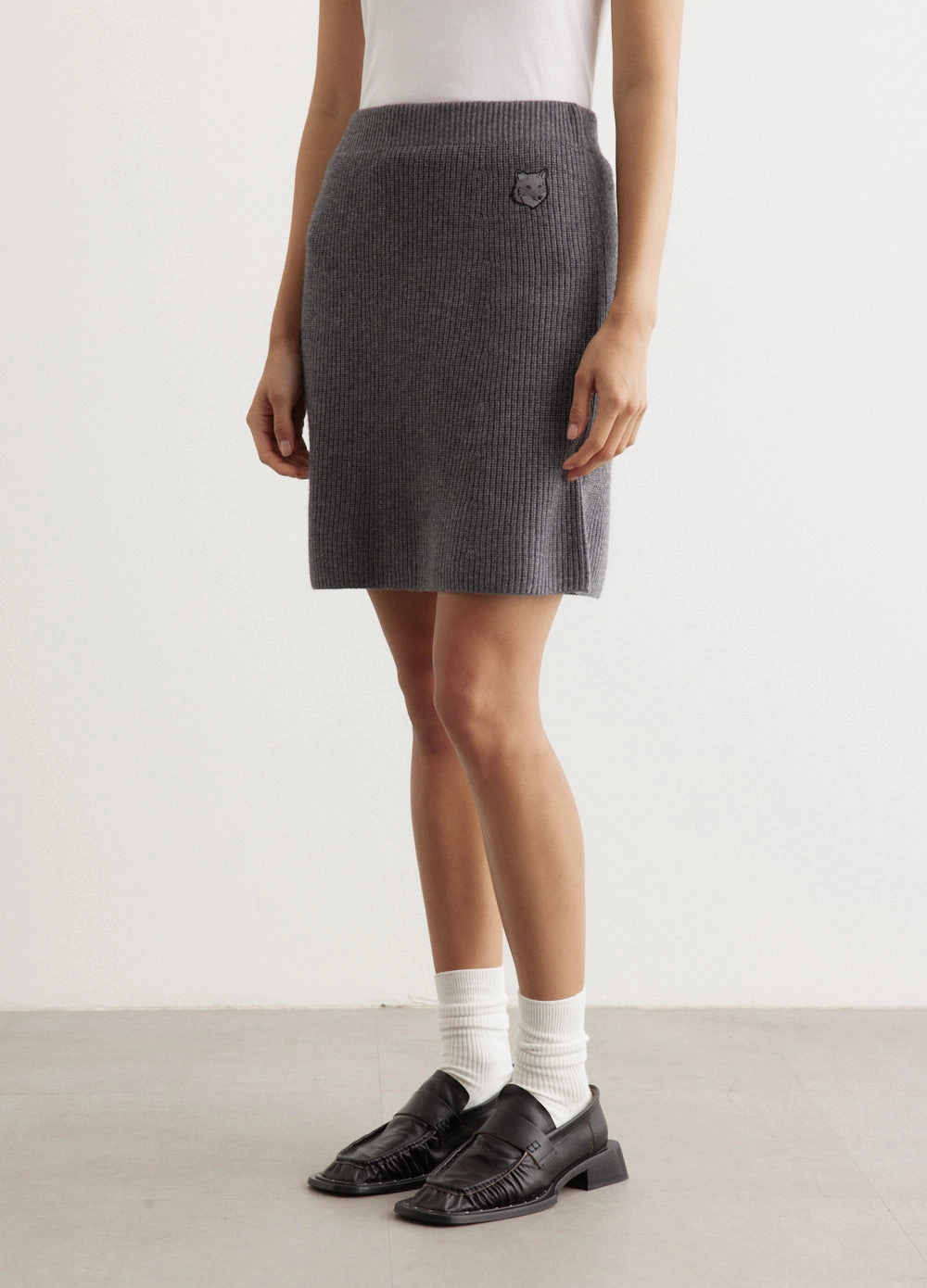 Bold Fox Head Patch Short Ribbed Skirt