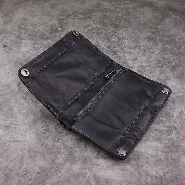 Brown Leather Men Billfold Wallet Leather Black Vertical Bifold Wallet with Coin Pocket For Men