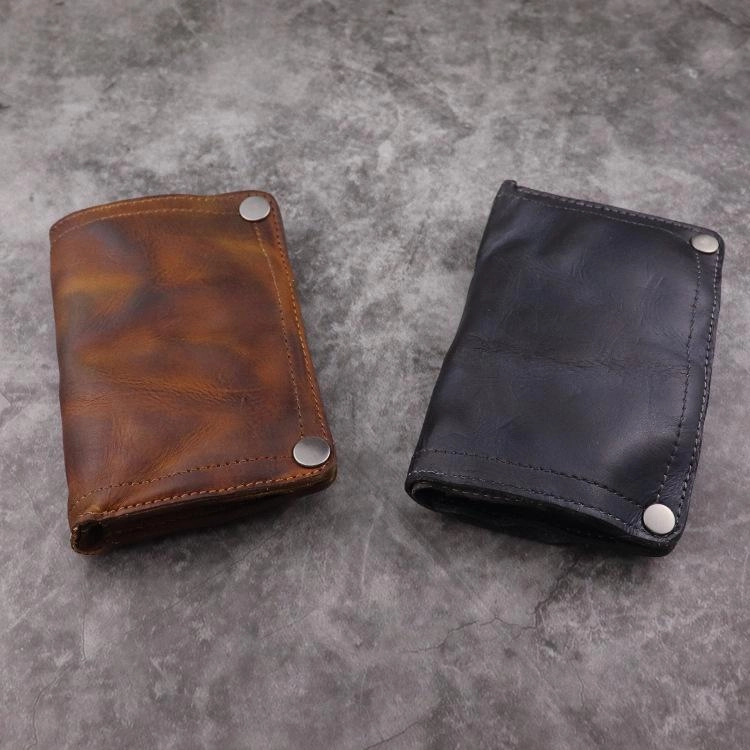 Brown Leather Men Billfold Wallet Leather Black Vertical Bifold Wallet with Coin Pocket For Men