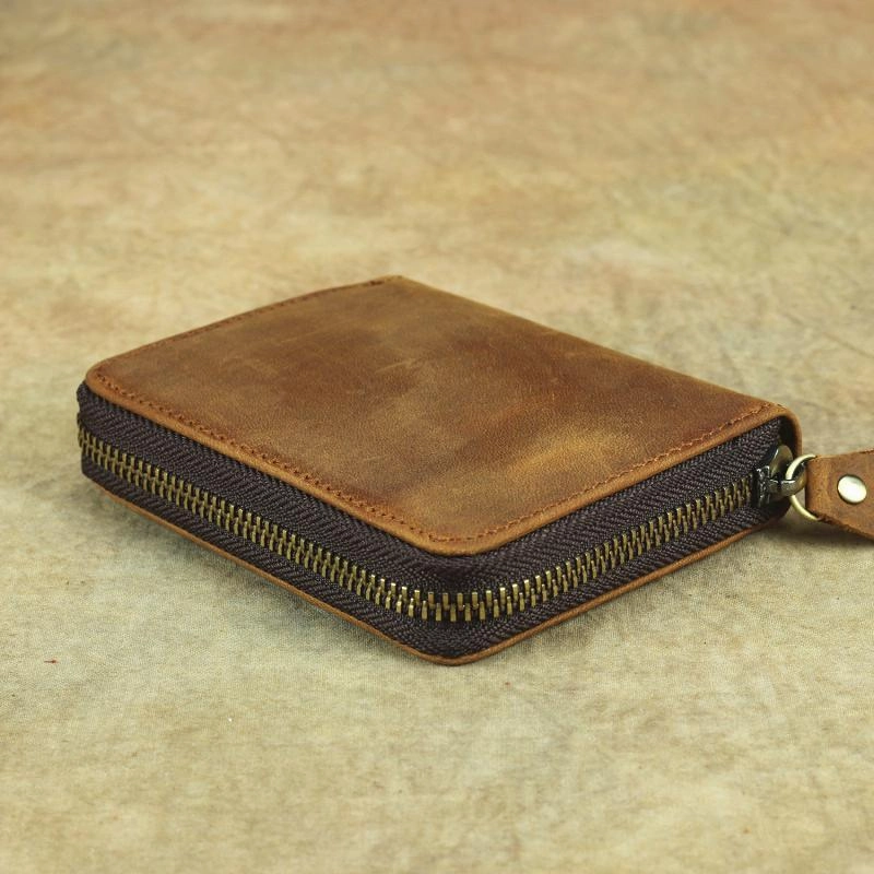 Brown Leather Men Billfold Wallet Leather Black Vertical Bifold Wallet with Coin Pockets For Men