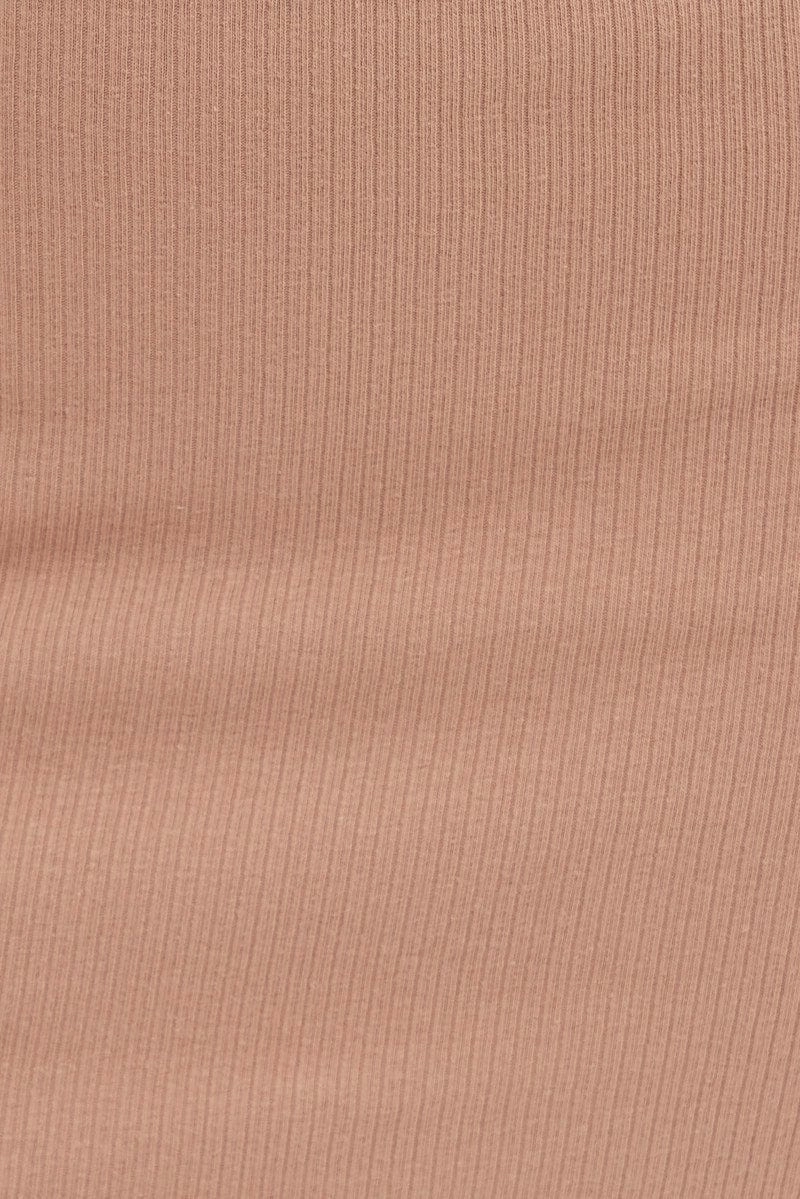 Brown Mini Skirt High Rise Double Layered Rib Jersey