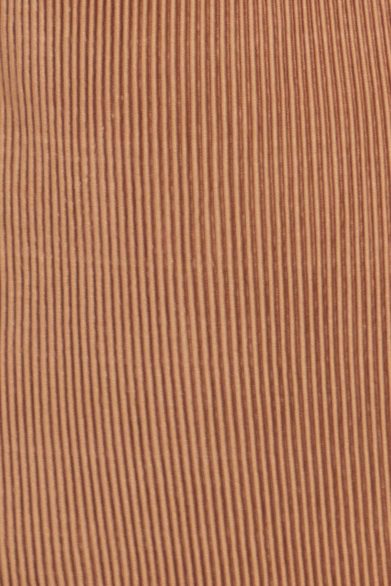 Brown Plisse Mini Skirt