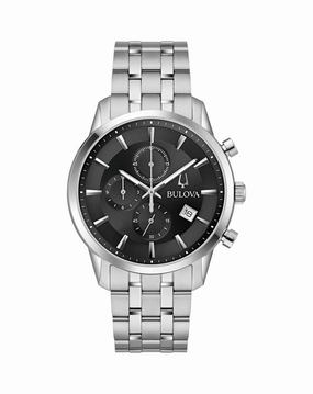Bulova Refined Stainless Steel Chronograph Watch for Timeless Elegance 96B412