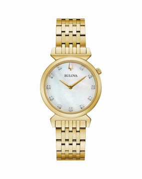 Bulova White Dial Stainless Steel Diamond Bracelet Watch 97P149