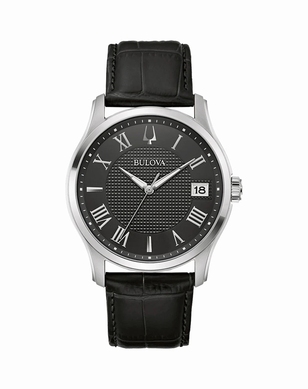Bulova Wilton Men's Classic Black Dial 96B390 Stylish Everyday Leather Strap Watch