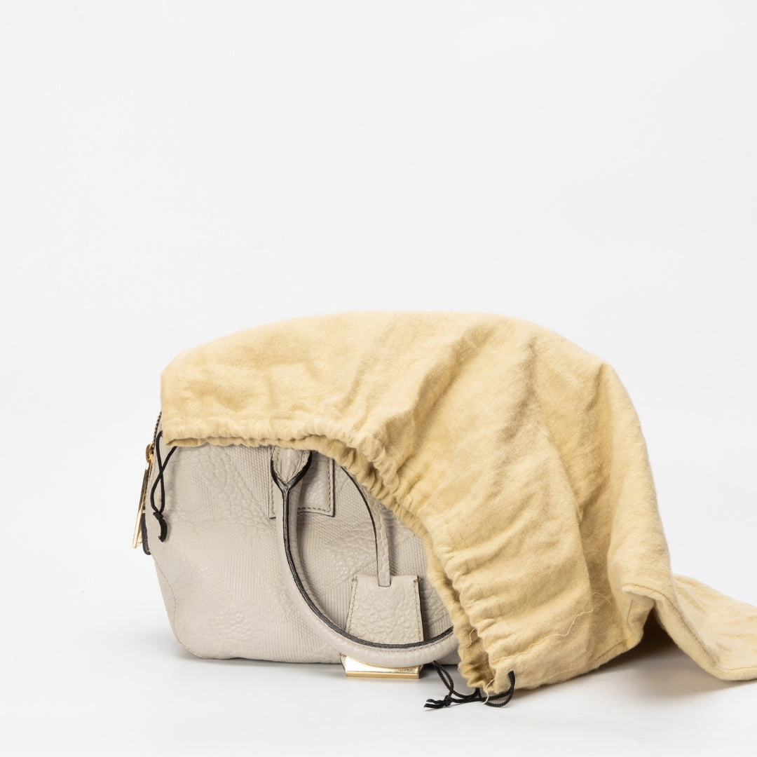 Burberry Grey Embossed Leather Small Orchard Bowler Bag
