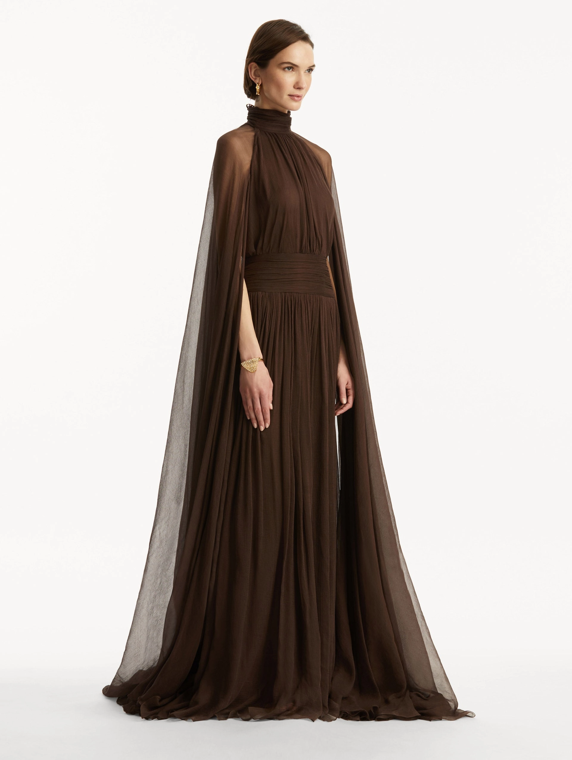 Butterfly-Detailed Chiffon Caftan
