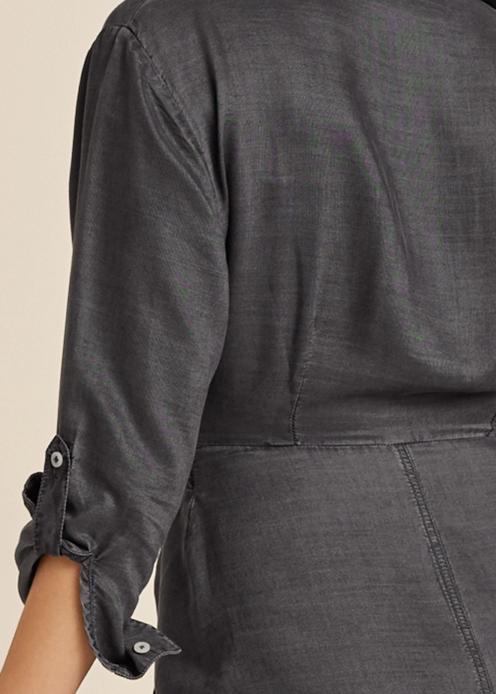 Button-Front Shirt Dress - Grey