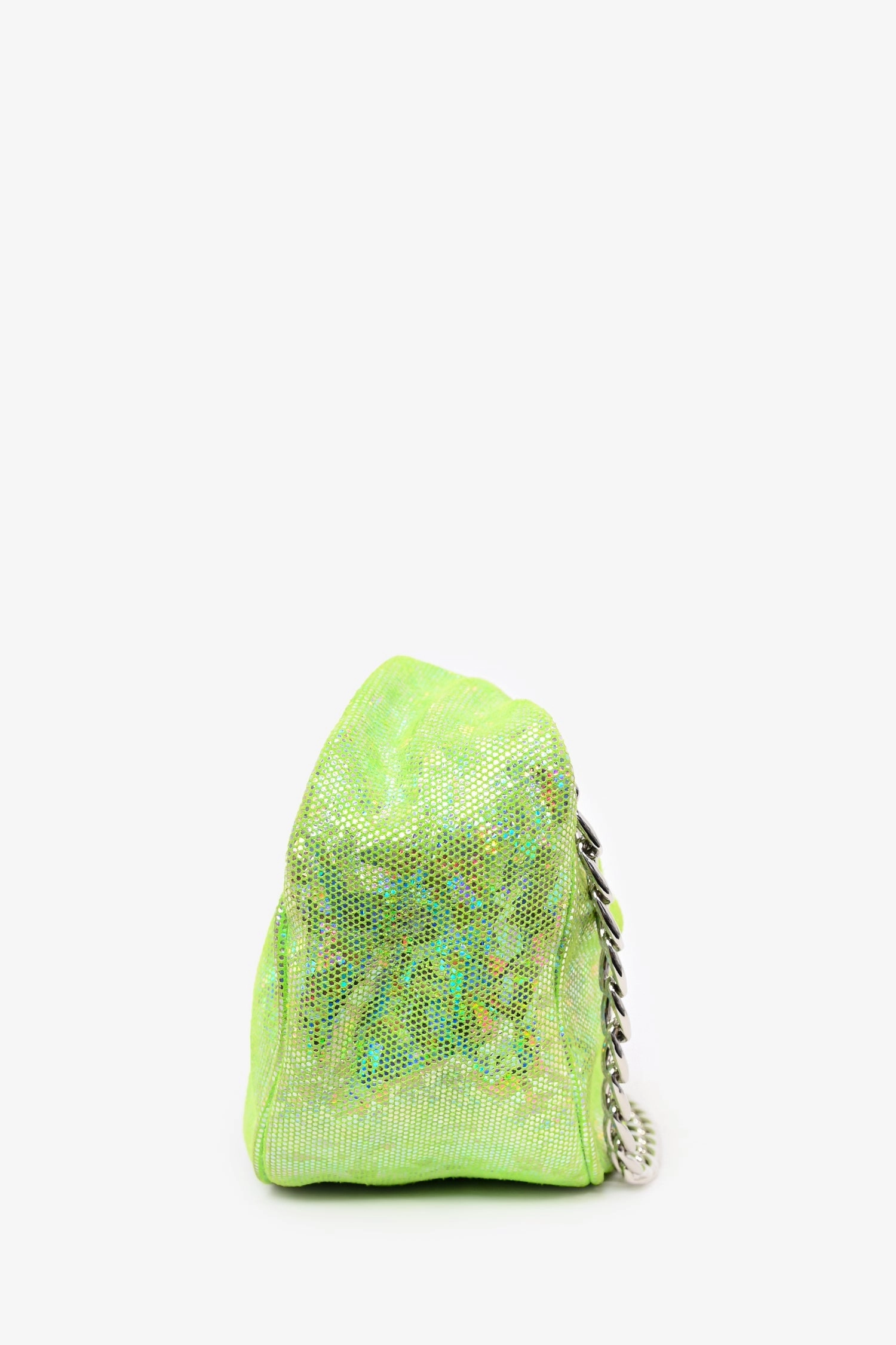 By Far Green Metallic Baby 'Cush' Mini Bag with Chain