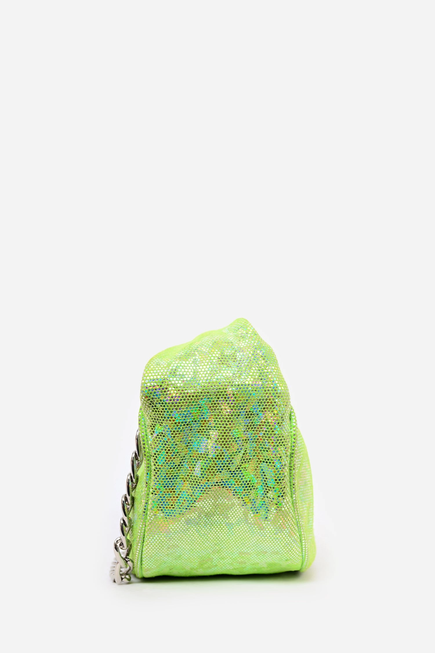 By Far Green Metallic Baby 'Cush' Mini Bag with Chain