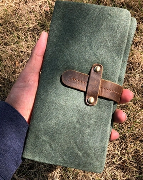 Canvas Leather Long Wallets for men Bifold Vintage Men Long Wallet