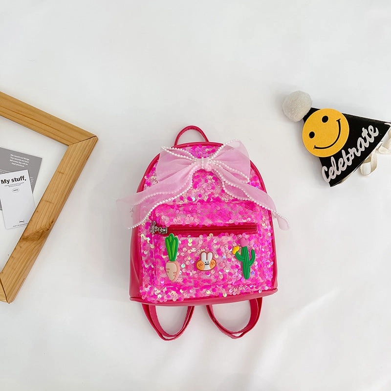 Cartoon PU bright back protection backpack