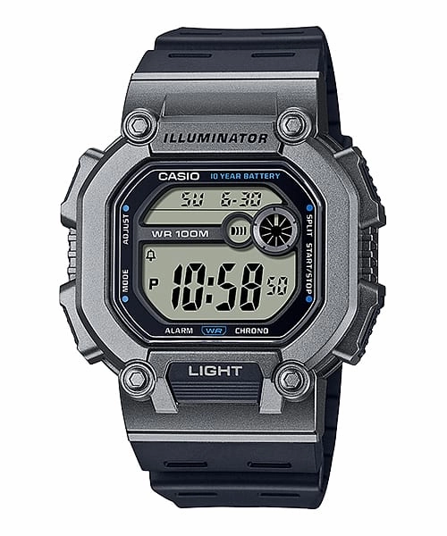 Casio Digital Illuminator Grey Dial Black Resin Band Watch W737H-1A2