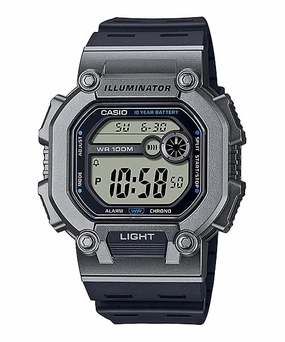 Casio Digital Illuminator Grey Dial Black Resin Band Watch W737H-1A2