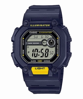 Casio Digital Illuminator Grey Dial Blue Resin Band Watch W737H-2A