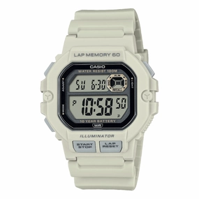 Casio Digital Illuminator Grey Dial White Resin Band Watch WS1400H-8A