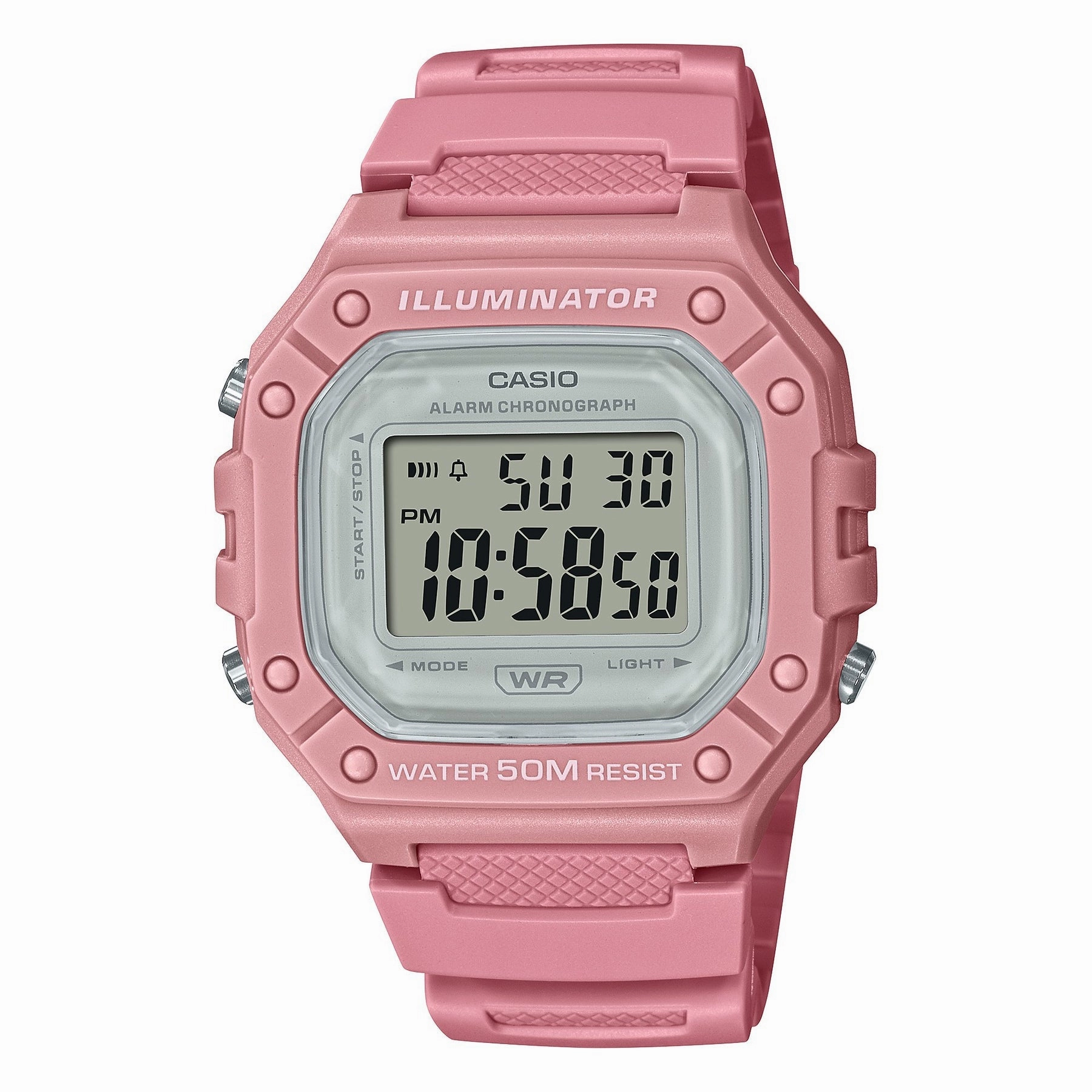 Casio Digital Pink Resin Band Watch W218HC-4A