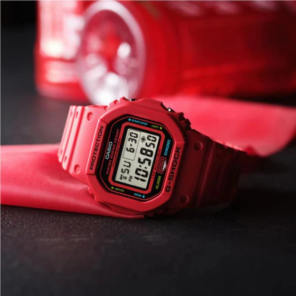 Casio G-Shock 5600 Series Digital Red Resin Strap Men's Watch DW-5600EP-4DR