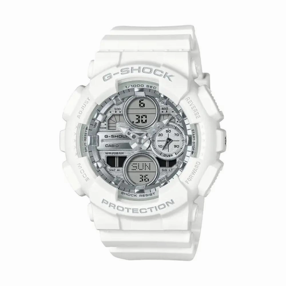 Casio G-Shock Digital Analog Silver Dial White Resin Strap Women's Watch GMA-S140VA-7ADR-P