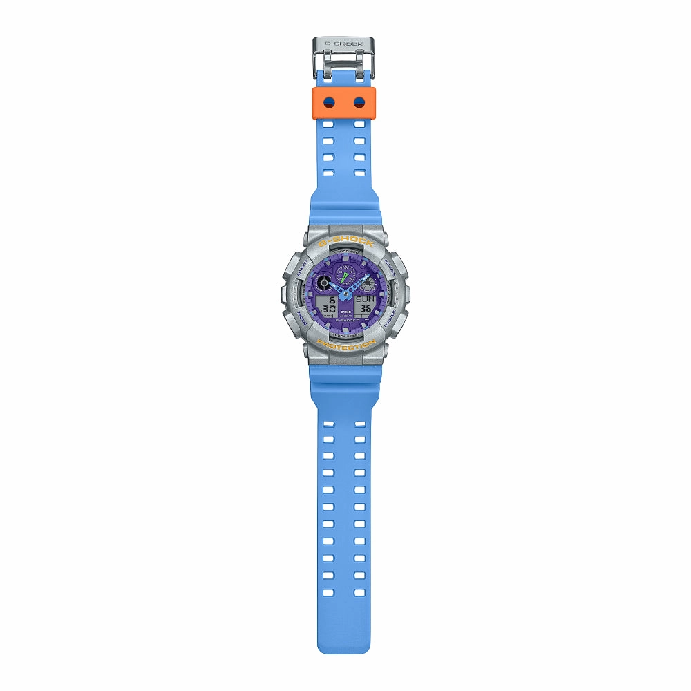 Casio G-Shock Digital-Analogue Blue Resin Strap Unisex Watch GA-100EU-8A2DR-P