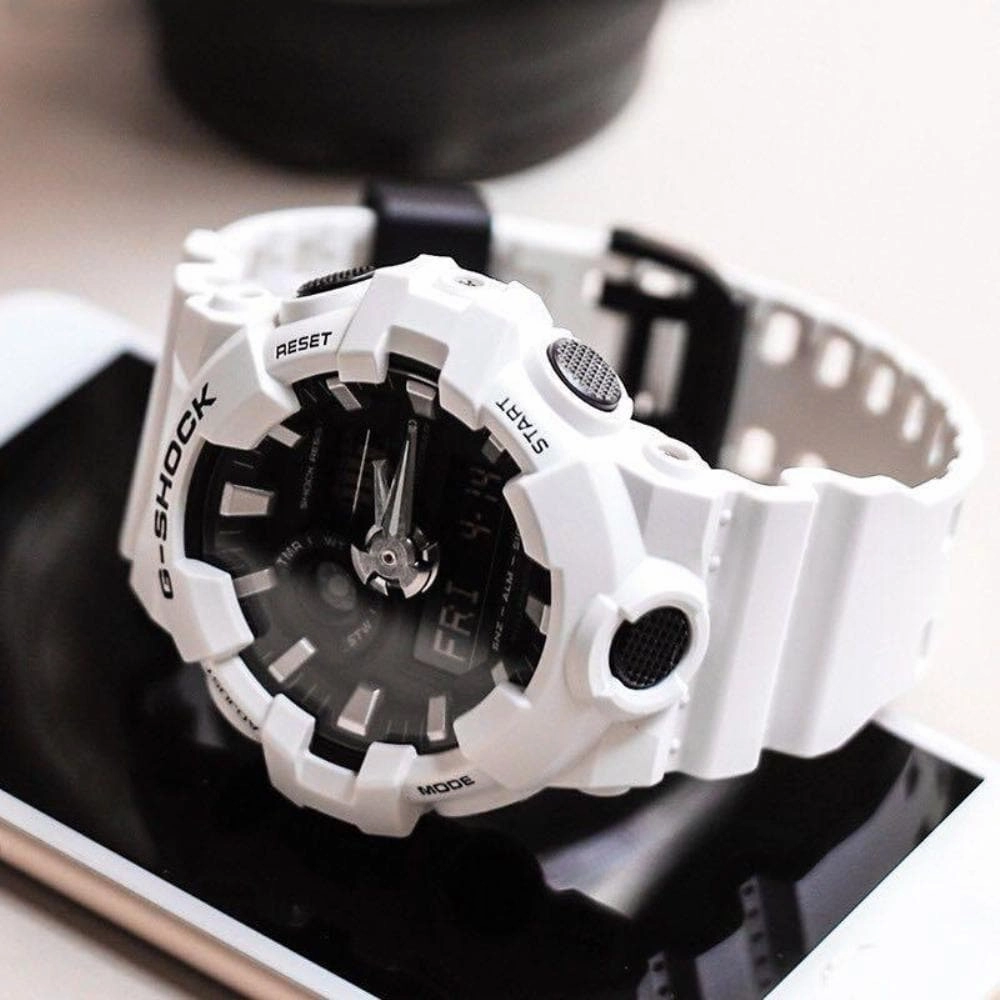 Casio G-Shock Digital-Analogue White Resin Strap Men Watch GA-700-7ADR-P