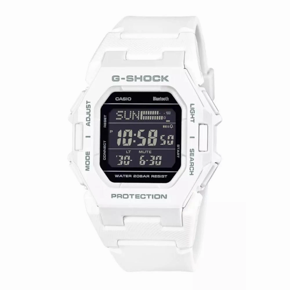 Casio G-Shock Digital Bluetooth Connects White Resin Strap Men's Watch GD-B500-7DR