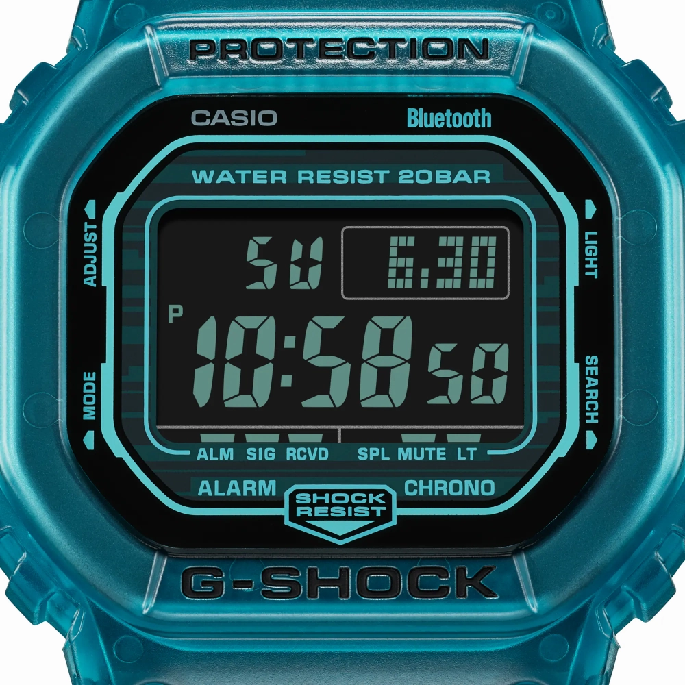 Casio G-Shock Digital Transparent Color Resin Strap Men Watch DW-B5600G-2DR