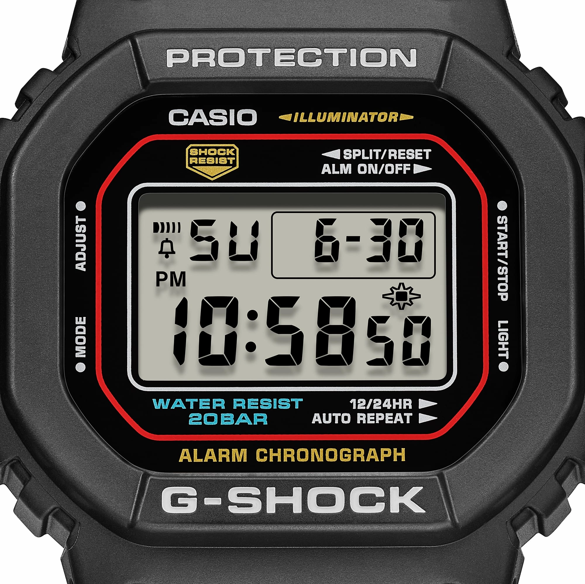 CASIO G-SHOCK DW-5600RL-1DR DIGITAL BLACK AND RED WATCH
