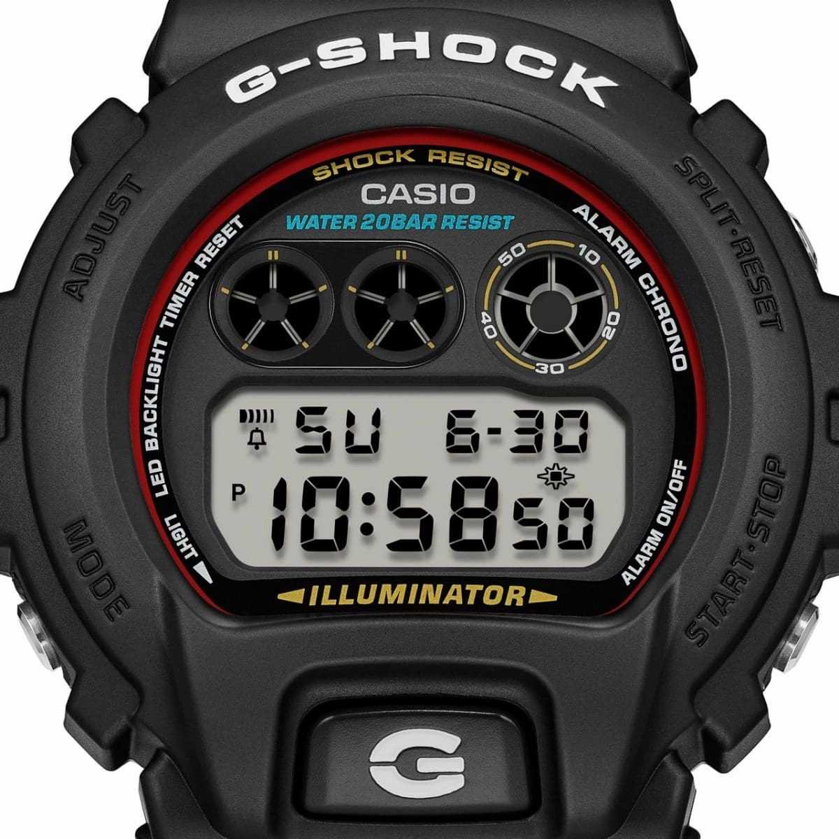 CASIO G-SHOCK DW-6900RL-1DR DIGITAL BLACK AND RED WATCH