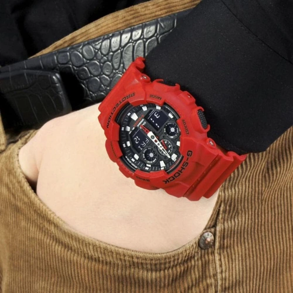 CASIO G-SHOCK GA-100B-4ADR-P DIGITAL RED RESIN UNISEX WATCH